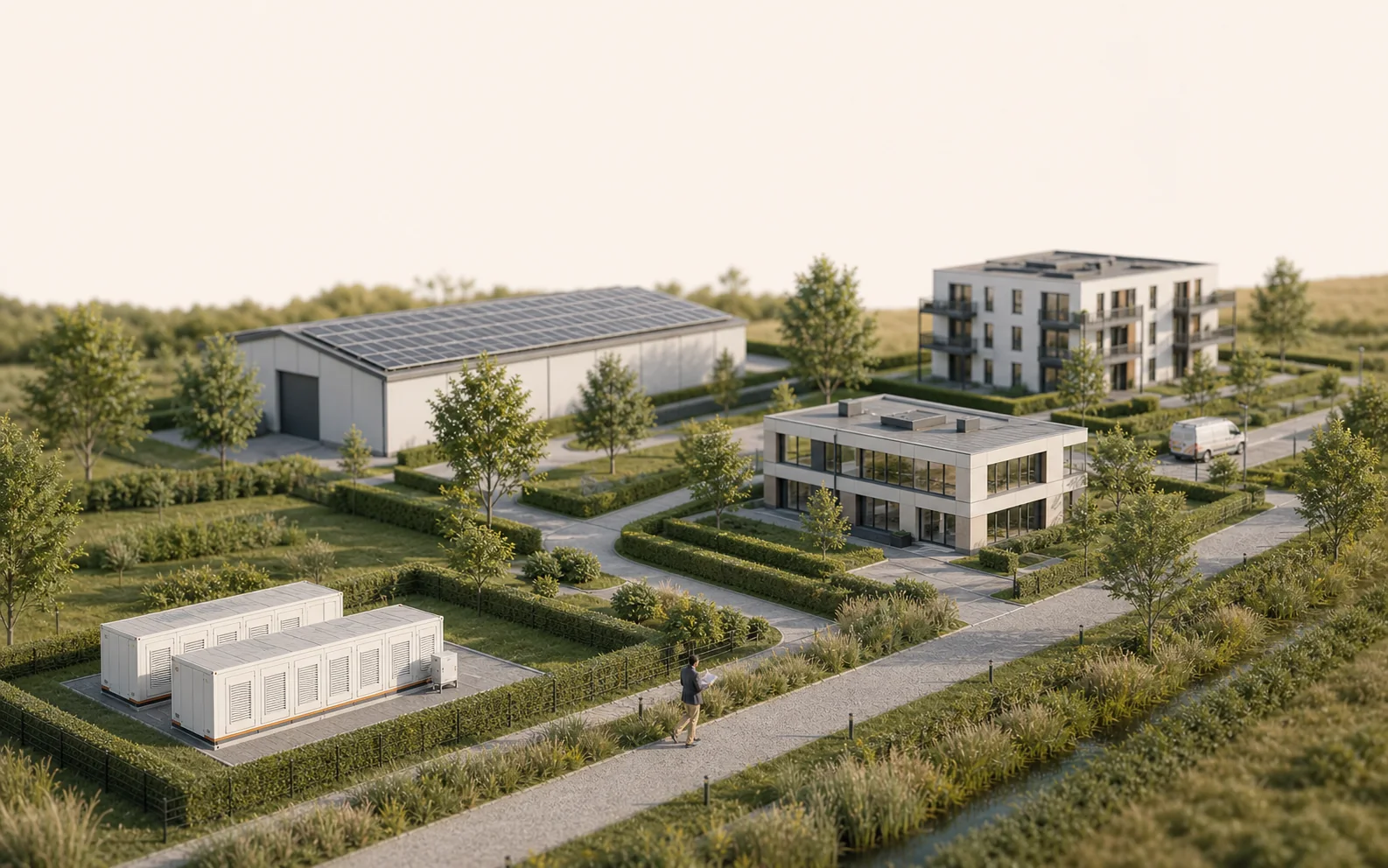 Duurzaam vastgoedportfolio met energieopslag en zonnepanelen